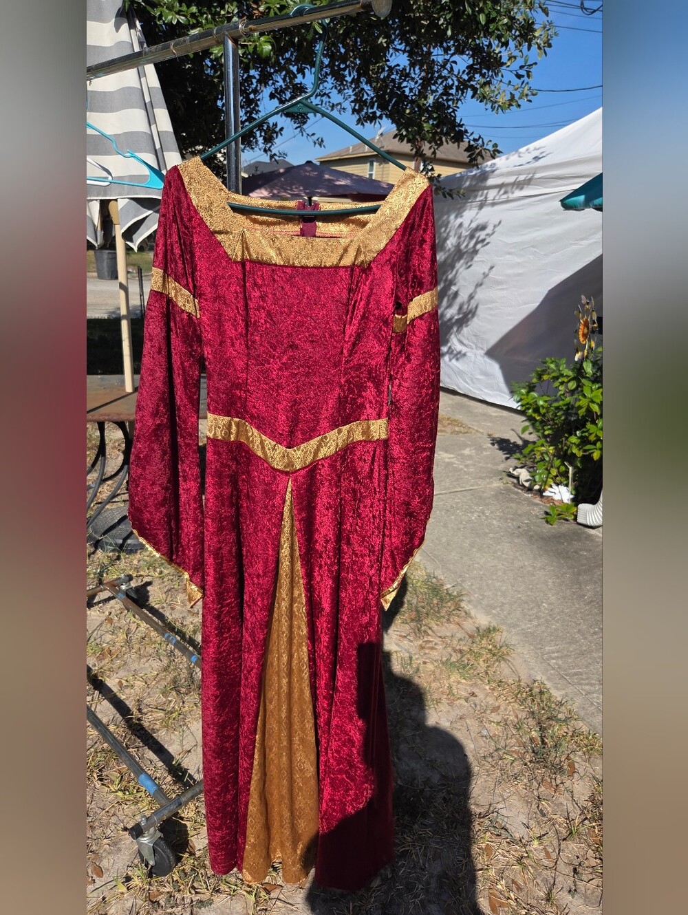 Red Renaissance Costume Women Velvet Medieval Dress for Women Irish Fairy Ren...